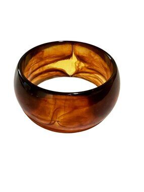 Mayamar Amber Brown Acrylic Bangle Bracelet New